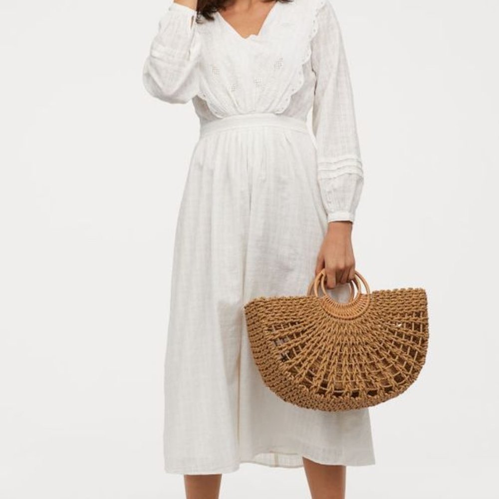 H&M Embroidered Cotton Prairie Dress NWT - Picture 1 of 6